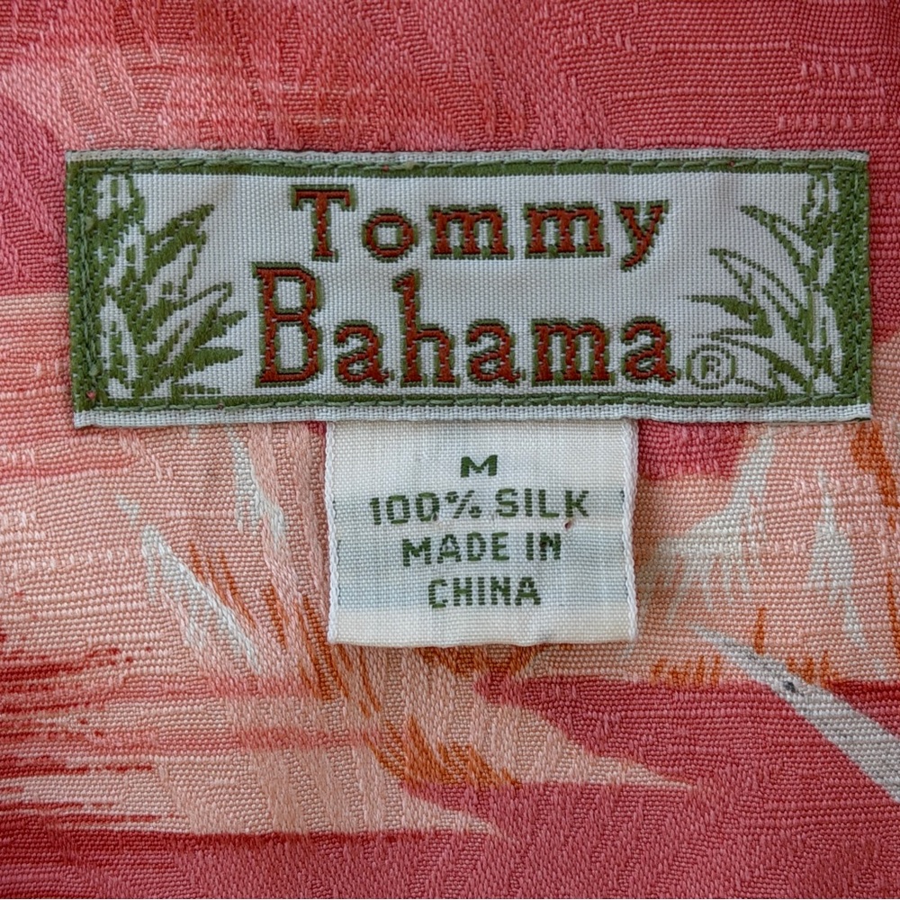 Tommy Bahama 100% Silk Floral Camp Shirt Short Sleeves Orange Vacation Resort - Picture 3 of 11